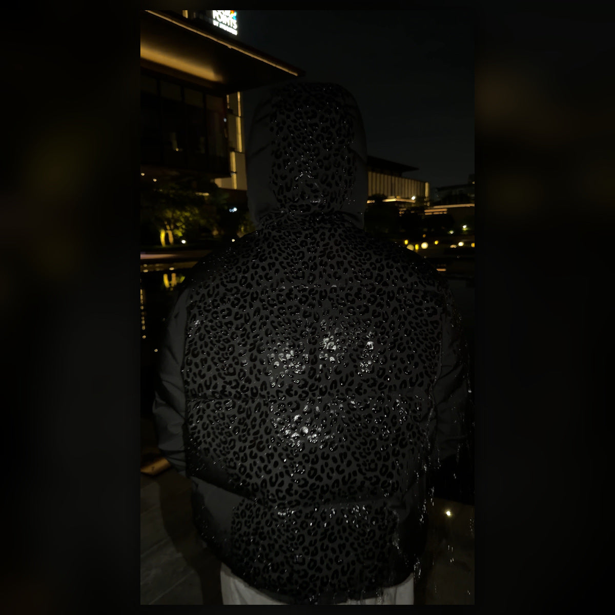 AIVWEAR Water-Reactive Leopard Puffer Jacket