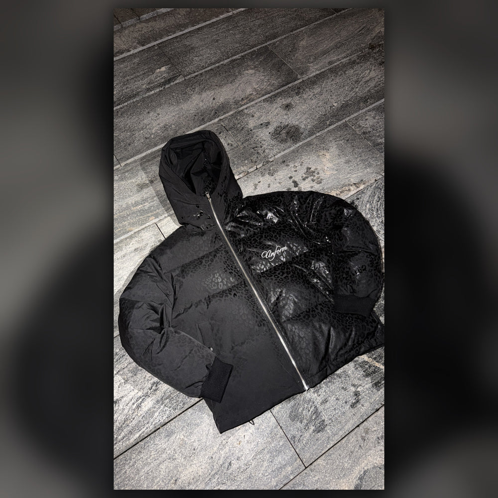 AIVWEAR Water-Reactive Leopard Puffer Jacket