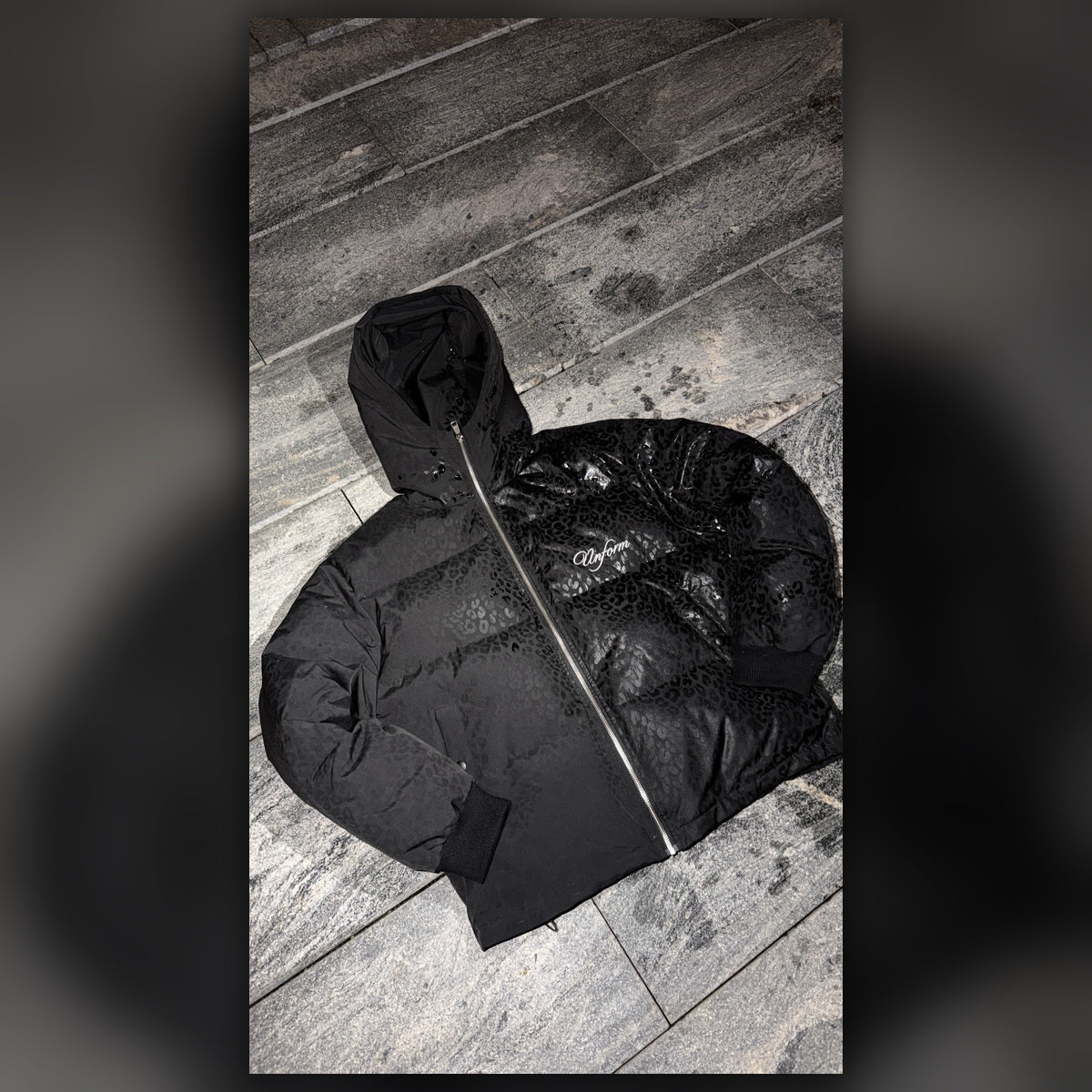AIVWEAR Water-Reactive Leopard Puffer Jacket